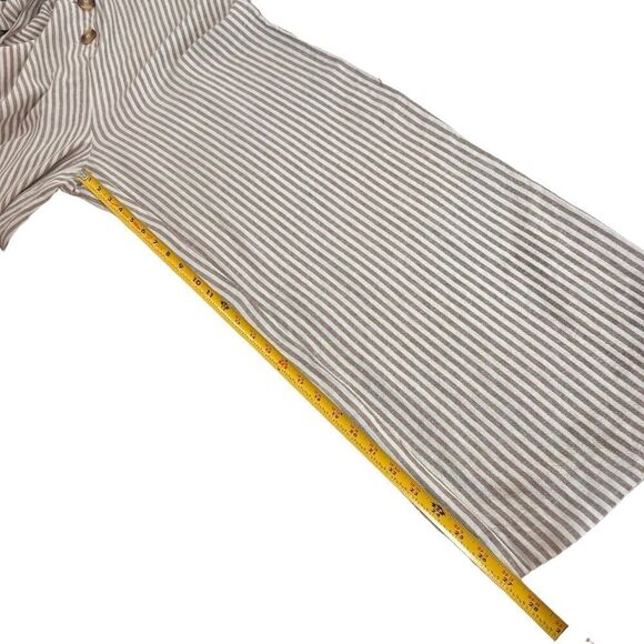 Vince Camuto Sleeveless Natural Linen Stripe Tie Front Jumpsuit Natural - Picture 13 of 16